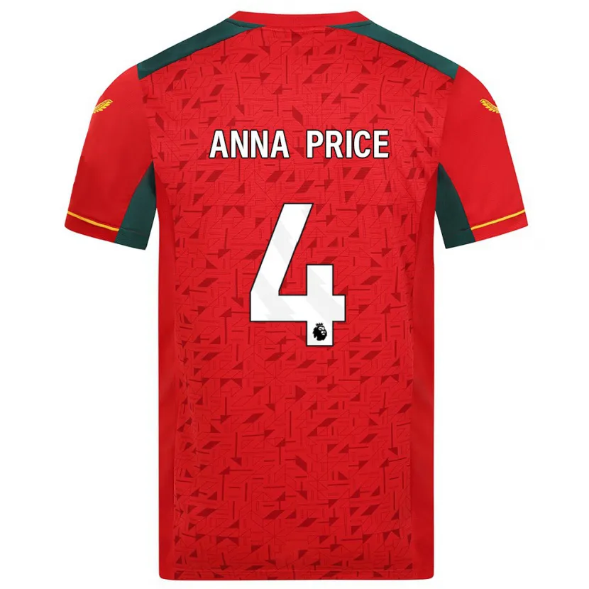 Danxen Niño Camiseta Anna Price #4 Rojo 2ª Equipación 2023/24 La Camisa