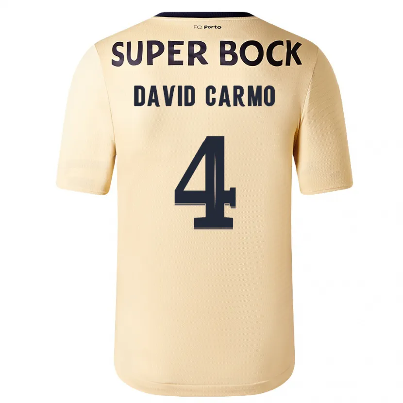 Danxen Niño Camiseta David Carmo #4 Beige-Dorado 2ª Equipación 2023/24 La Camisa