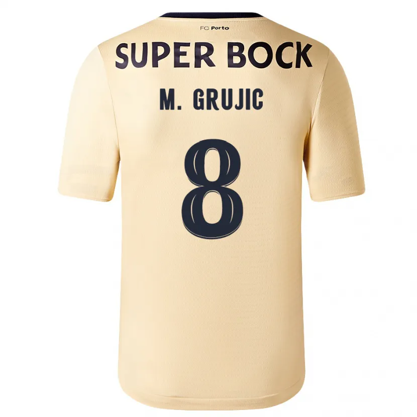 Danxen Niño Camiseta Marko Grujic #8 Beige-Dorado 2ª Equipación 2023/24 La Camisa