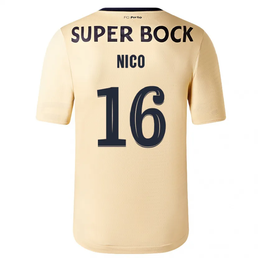 Danxen Niño Camiseta Nico González #16 Beige-Dorado 2ª Equipación 2023/24 La Camisa