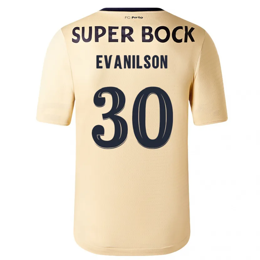 Danxen Niño Camiseta Evanilson #30 Beige-Dorado 2ª Equipación 2023/24 La Camisa