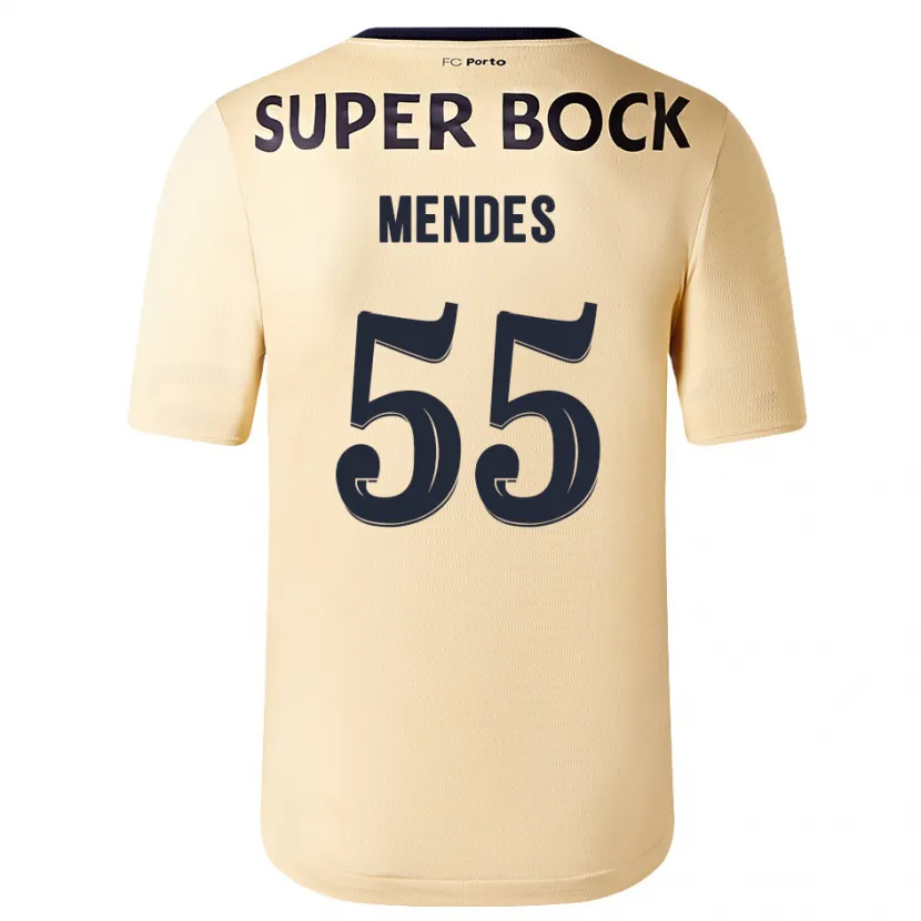 Danxen Niño Camiseta João Mendes #55 Beige-Dorado 2ª Equipación 2023/24 La Camisa