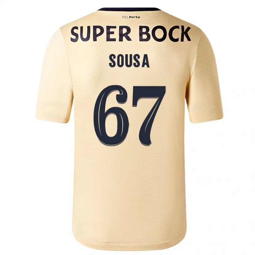 Danxen Niño Camiseta Vasco Sousa #67 Beige-Dorado 2ª Equipación 2023/24 La Camisa