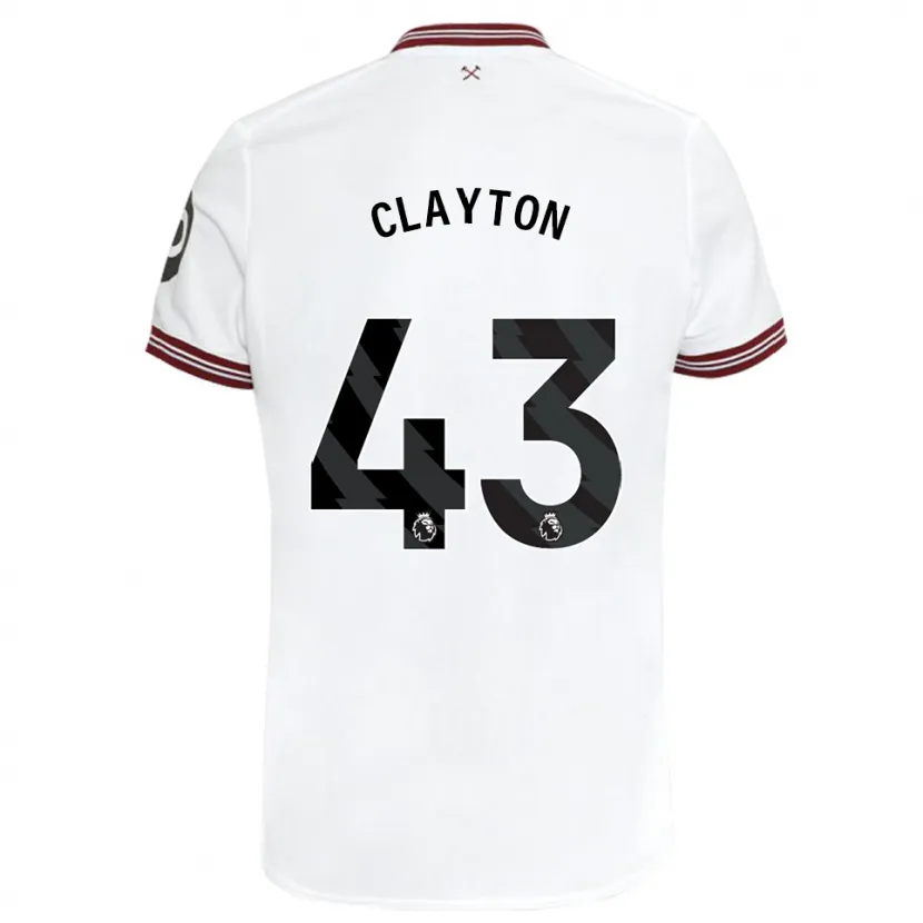 Danxen Hombre Camiseta Regan Clayton #43 Blanco 2ª Equipación 2023/24 La Camisa