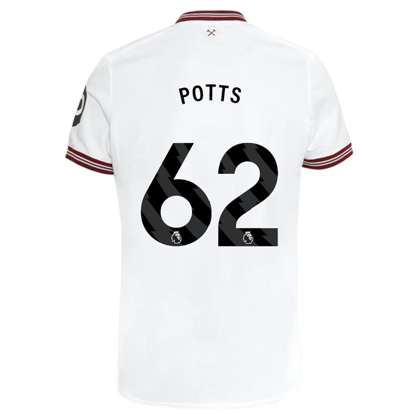 Danxen Hombre Camiseta Freddie Potts #62 Blanco 2ª Equipación 2023/24 La Camisa