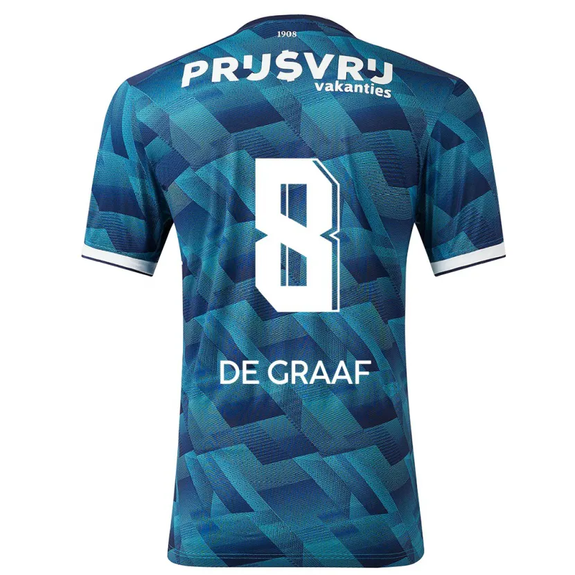 Danxen Hombre Camiseta Esmee De Graaf #8 Azul 2ª Equipación 2023/24 La Camisa