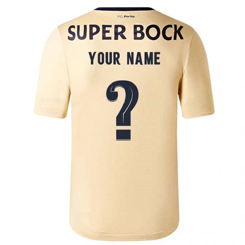 Danxen Hombre Camiseta Su Nombre #0 Beige-Dorado 2ª Equipación 2023/24 La Camisa