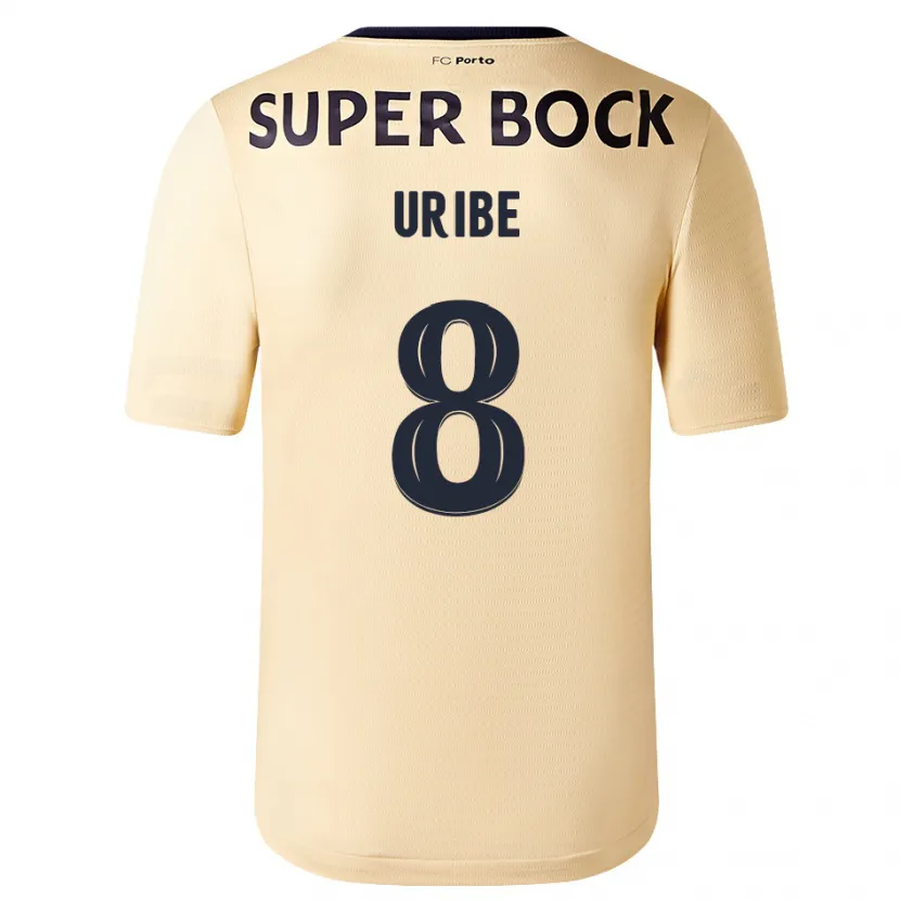 Danxen Hombre Camiseta Mateus Uribe #8 Beige-Dorado 2ª Equipación 2023/24 La Camisa