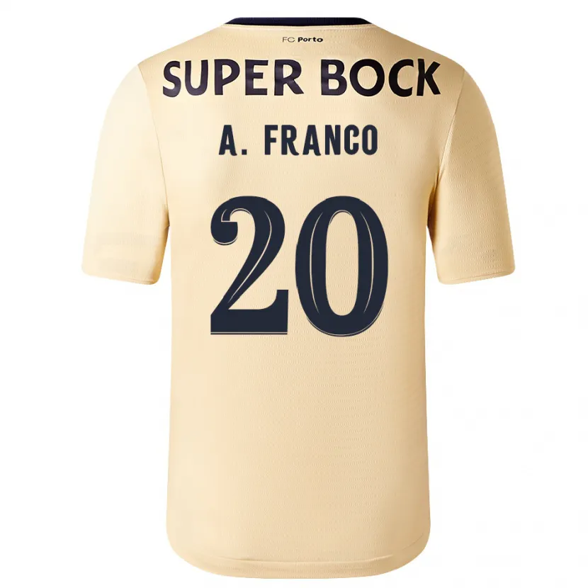 Danxen Mujer Camiseta André Franco #20 Beige-Dorado 2ª Equipación 2023/24 La Camisa