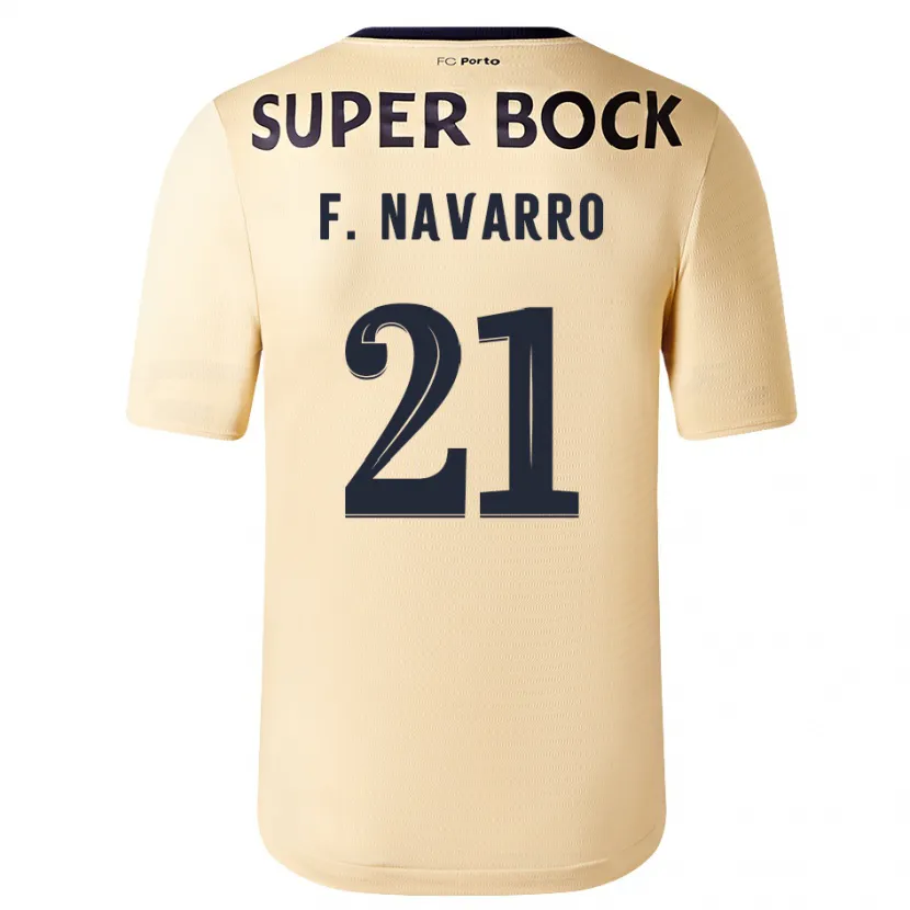 Danxen Mujer Camiseta Fran Navarro #21 Beige-Dorado 2ª Equipación 2023/24 La Camisa