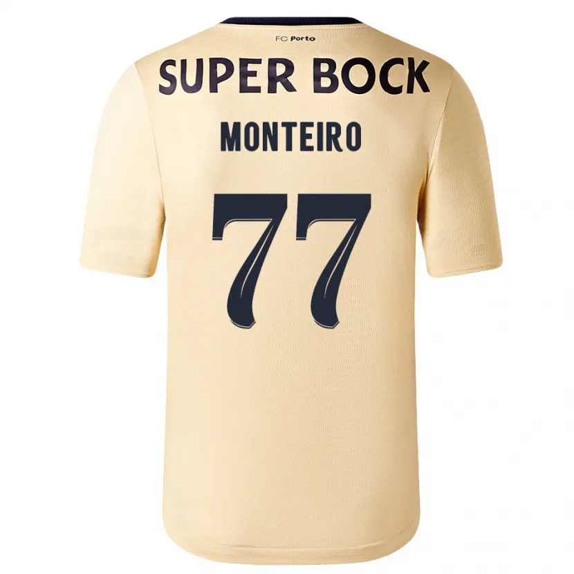 Danxen Mujer Camiseta Rui Monteiro #77 Beige-Dorado 2ª Equipación 2023/24 La Camisa