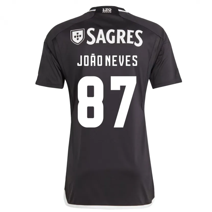 Danxen Mujer Camiseta João Neves #87 Negro 2ª Equipación 2023/24 La Camisa