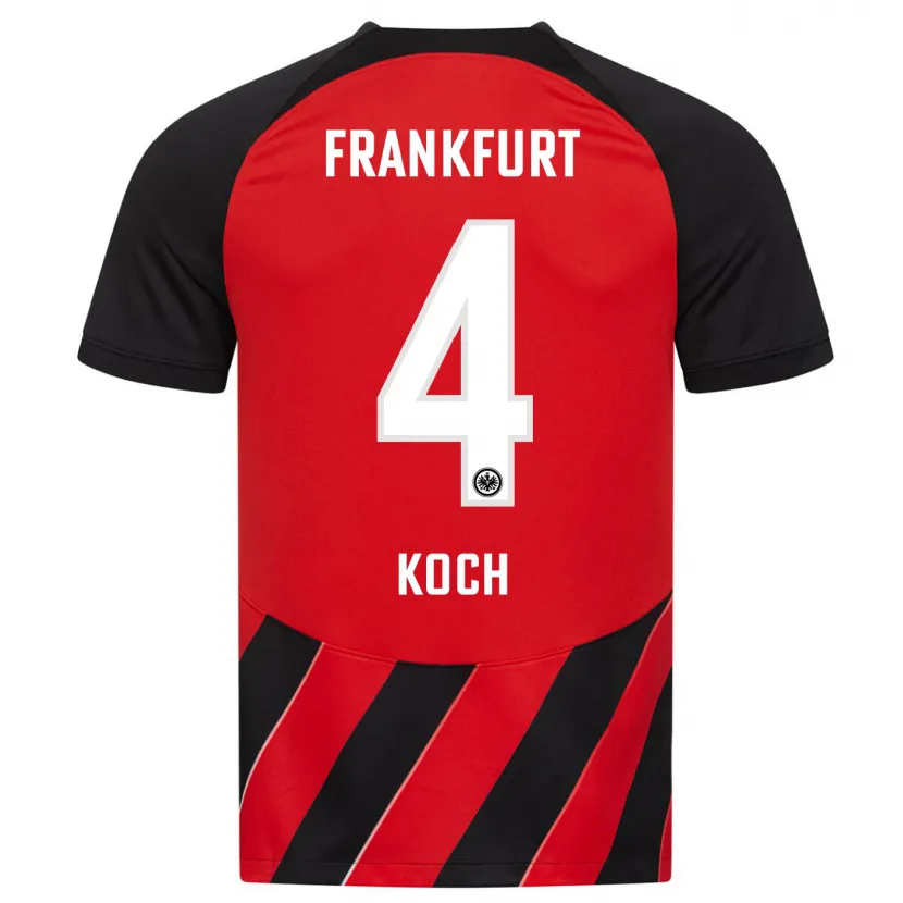 Danxen Niño Camiseta Robin Koch #4 Negro Rojo 1ª Equipación 2023/24 La Camisa