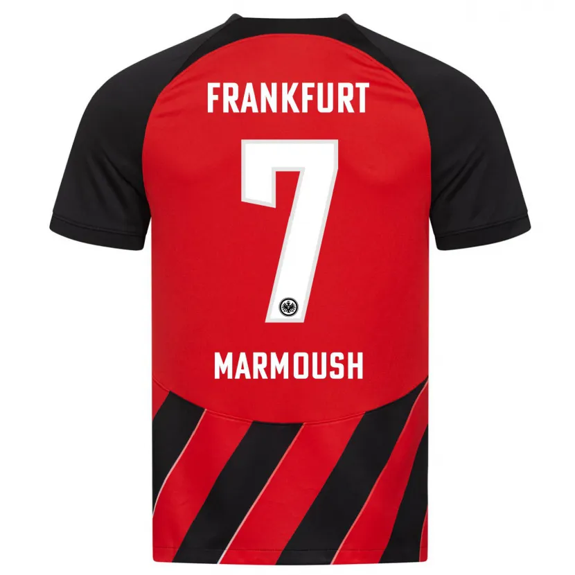 Danxen Niño Camiseta Omar Marmoush #7 Negro Rojo 1ª Equipación 2023/24 La Camisa