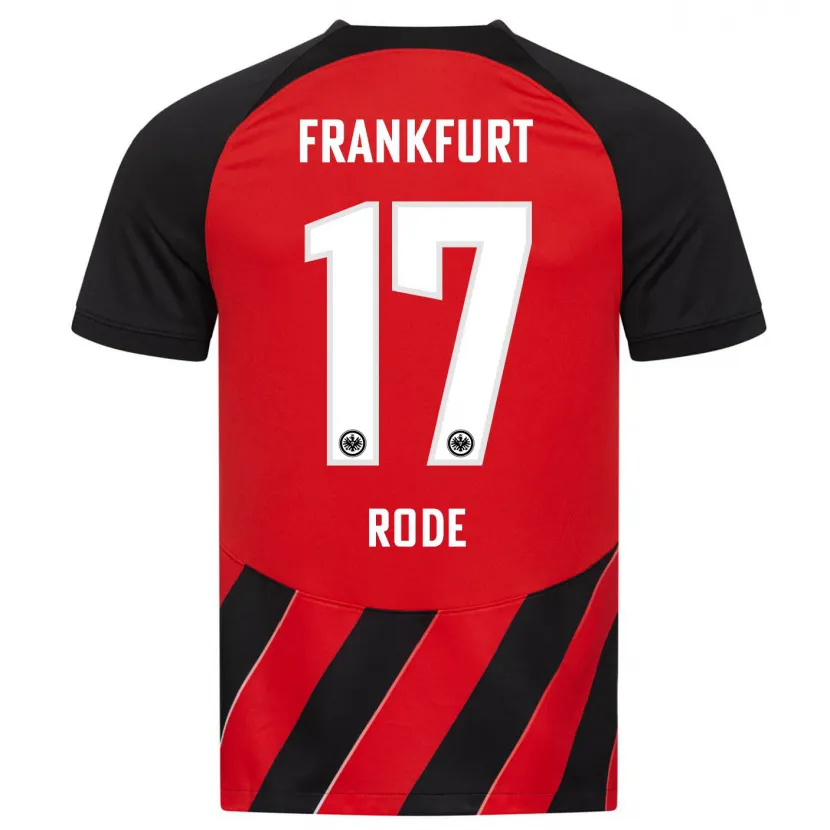 Danxen Niño Camiseta Sebastian Rode #17 Negro Rojo 1ª Equipación 2023/24 La Camisa