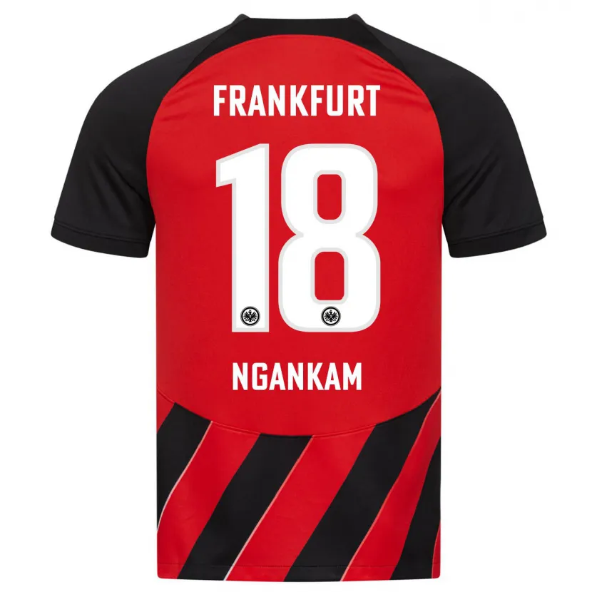 Danxen Niño Camiseta Jessic Ngankam #18 Negro Rojo 1ª Equipación 2023/24 La Camisa