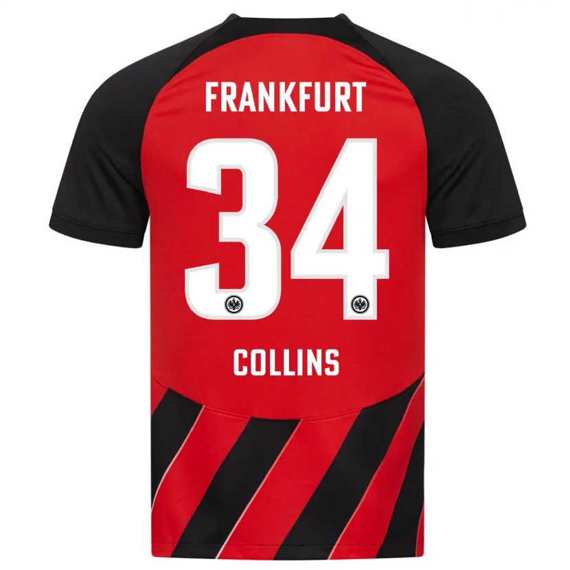 Danxen Niño Camiseta Nnamdi Collins #34 Negro Rojo 1ª Equipación 2023/24 La Camisa