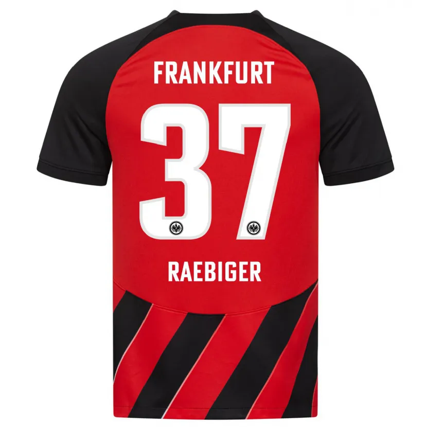 Danxen Niño Camiseta Sidney Raebiger #37 Negro Rojo 1ª Equipación 2023/24 La Camisa