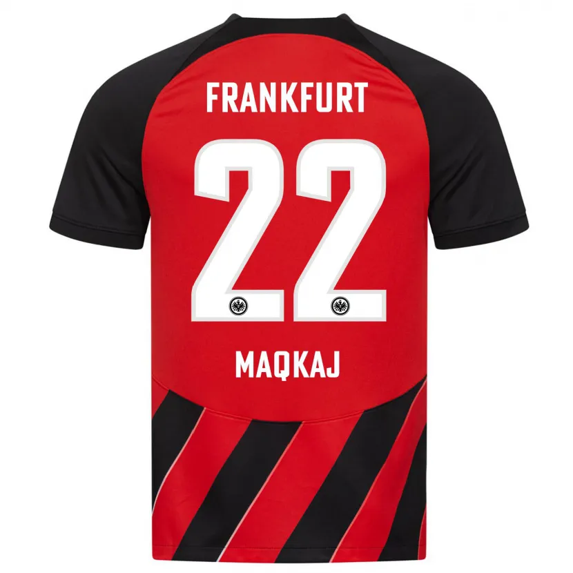 Danxen Niño Camiseta Dritan Maqkaj #22 Negro Rojo 1ª Equipación 2023/24 La Camisa