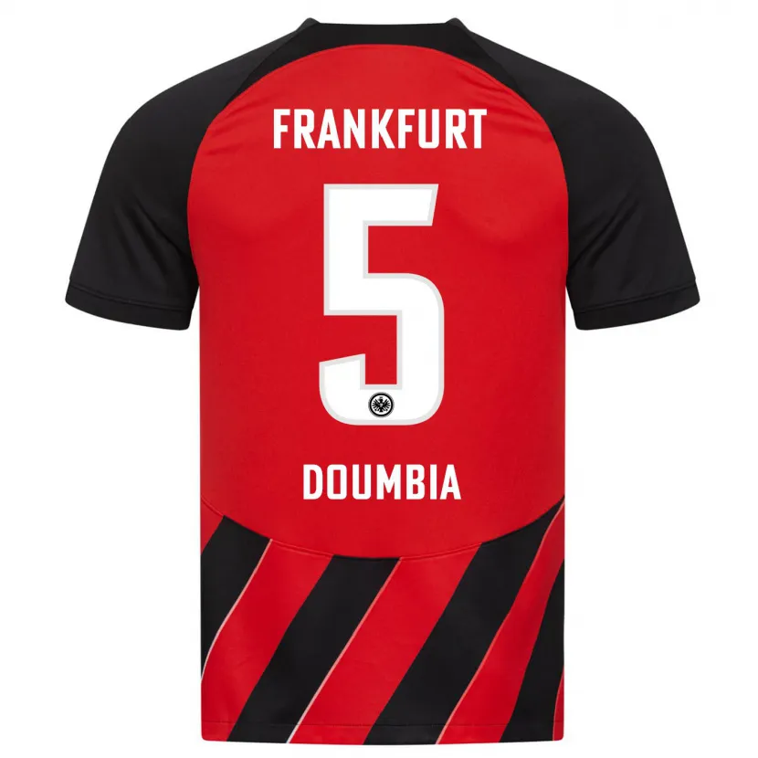 Danxen Niño Camiseta Fousseny Doumbia #5 Negro Rojo 1ª Equipación 2023/24 La Camisa