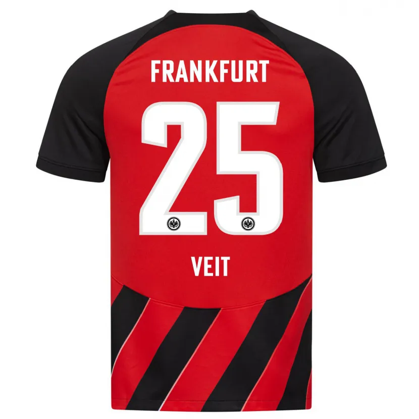 Danxen Niño Camiseta Jella Veit #25 Negro Rojo 1ª Equipación 2023/24 La Camisa