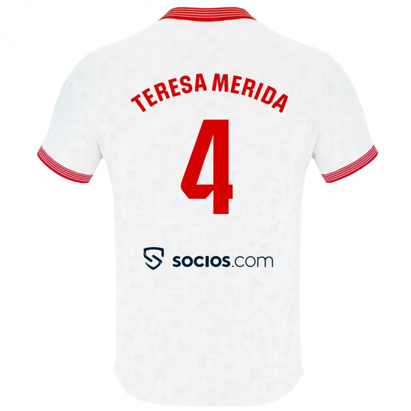 Danxen Niño Camiseta Teresa Merida #4 Blanco 1ª Equipación 2023/24 La Camisa