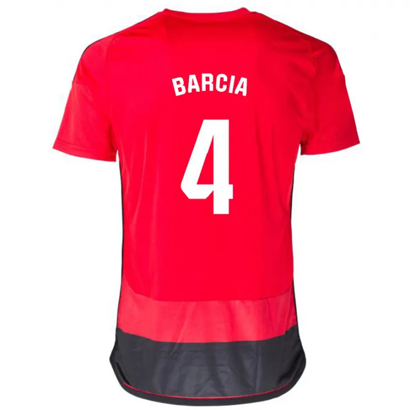 Danxen Niño Camiseta Sergio Barcia #4 Negro Rojo 1ª Equipación 2023/24 La Camisa