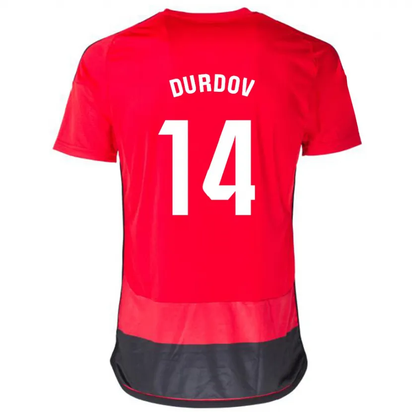 Danxen Niño Camiseta Ivan Durdov #14 Negro Rojo 1ª Equipación 2023/24 La Camisa