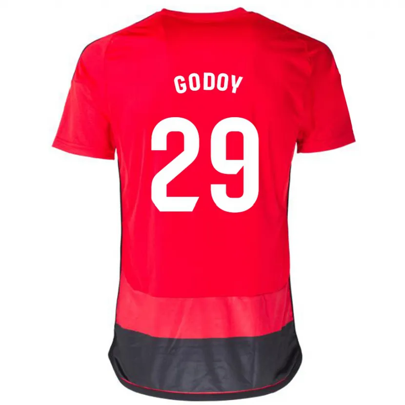 Danxen Niño Camiseta Alan Godoy #29 Negro Rojo 1ª Equipación 2023/24 La Camisa