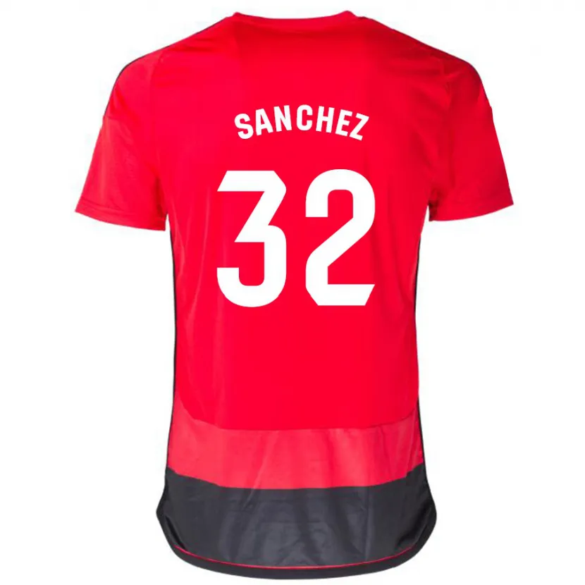 Danxen Niño Camiseta Rubén Sánchez #32 Negro Rojo 1ª Equipación 2023/24 La Camisa