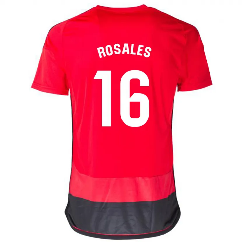 Danxen Niño Camiseta Diego Rosales #16 Negro Rojo 1ª Equipación 2023/24 La Camisa