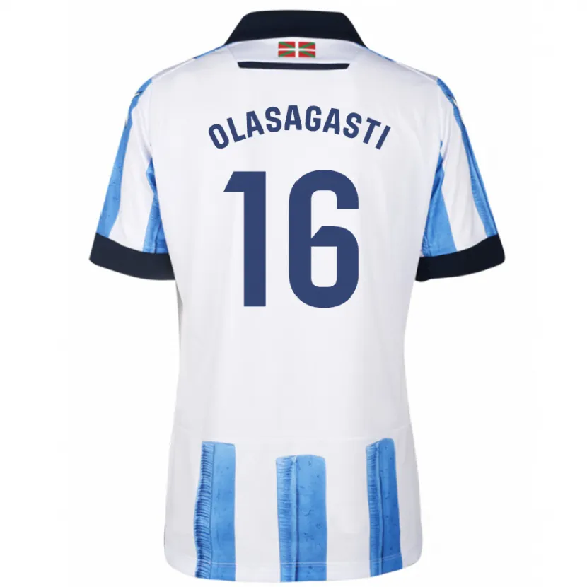 Danxen Niño Camiseta Jon Ander Olasagasti #16 Azul Blanco 1ª Equipación 2023/24 La Camisa