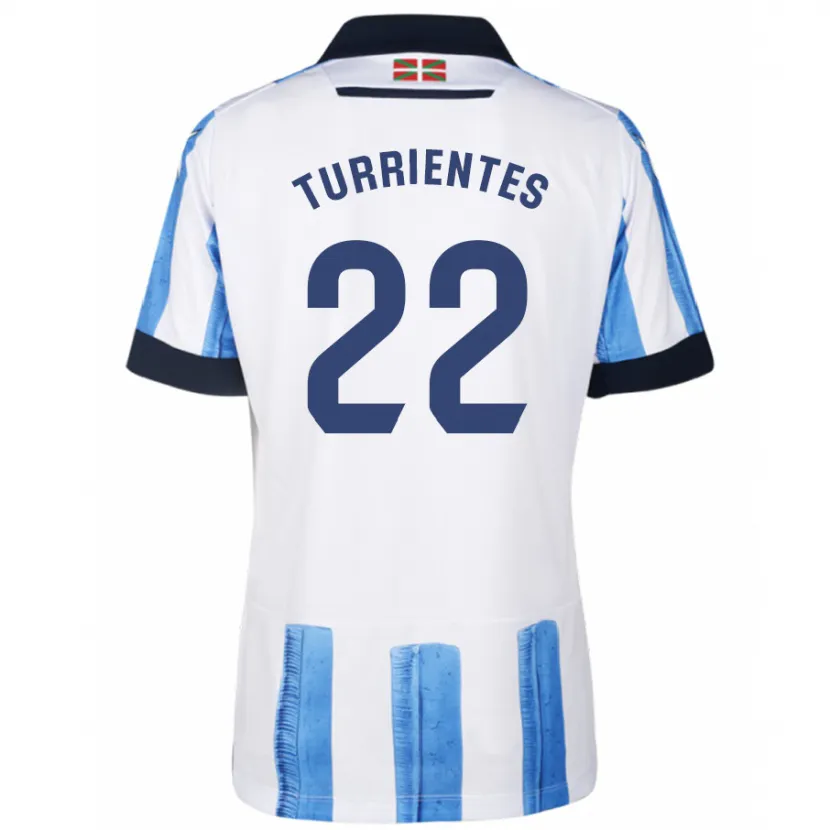 Danxen Niño Camiseta Beñat Turrientes #22 Azul Blanco 1ª Equipación 2023/24 La Camisa