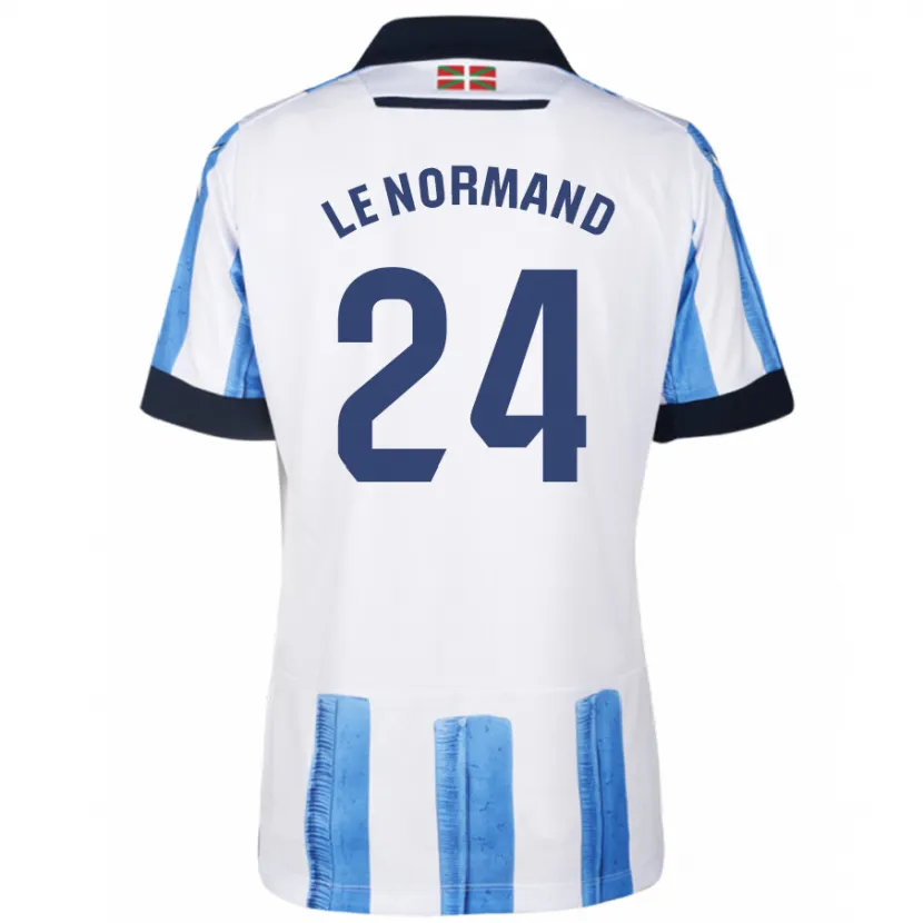 Danxen Niño Camiseta Robin Le Normand #24 Azul Blanco 1ª Equipación 2023/24 La Camisa