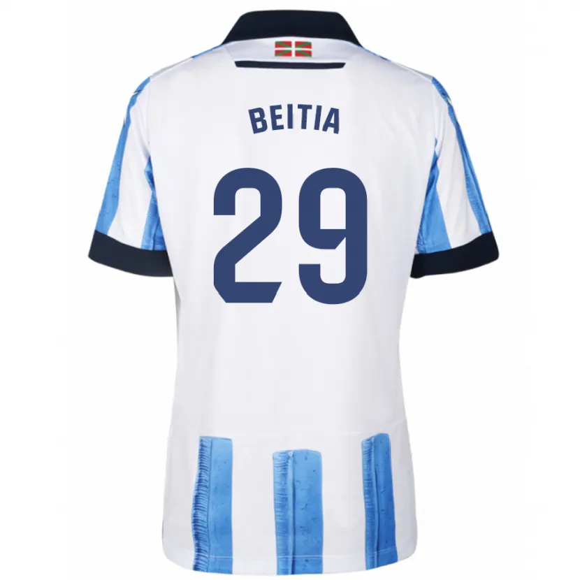 Danxen Niño Camiseta Luken Beitia #29 Azul Blanco 1ª Equipación 2023/24 La Camisa