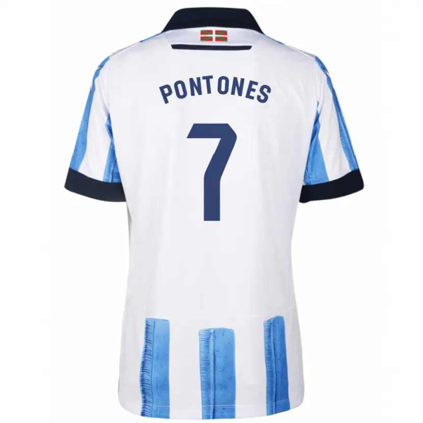 Danxen Niño Camiseta Juan Carlos Pontones #7 Azul Blanco 1ª Equipación 2023/24 La Camisa