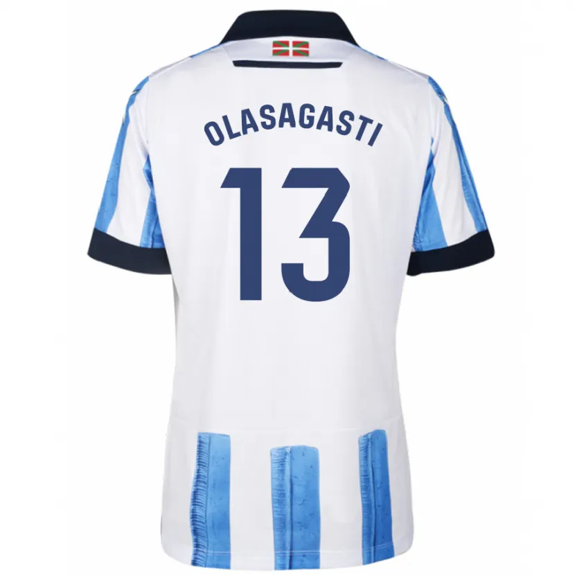 Danxen Niño Camiseta Lander Olasagasti #13 Azul Blanco 1ª Equipación 2023/24 La Camisa