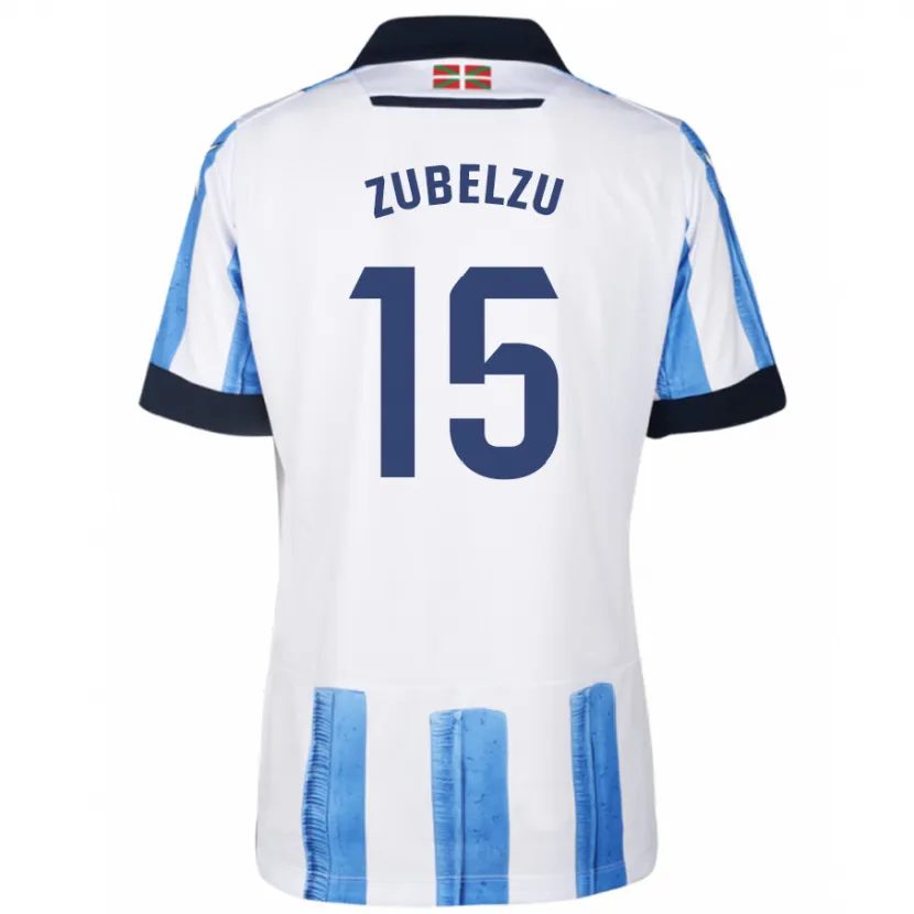 Danxen Niño Camiseta Julen Zubelzu #15 Azul Blanco 1ª Equipación 2023/24 La Camisa