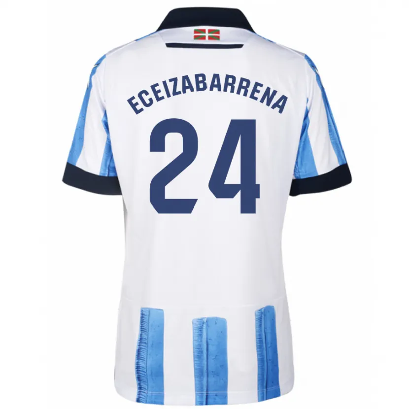 Danxen Niño Camiseta Jon Eceizabarrena #24 Azul Blanco 1ª Equipación 2023/24 La Camisa