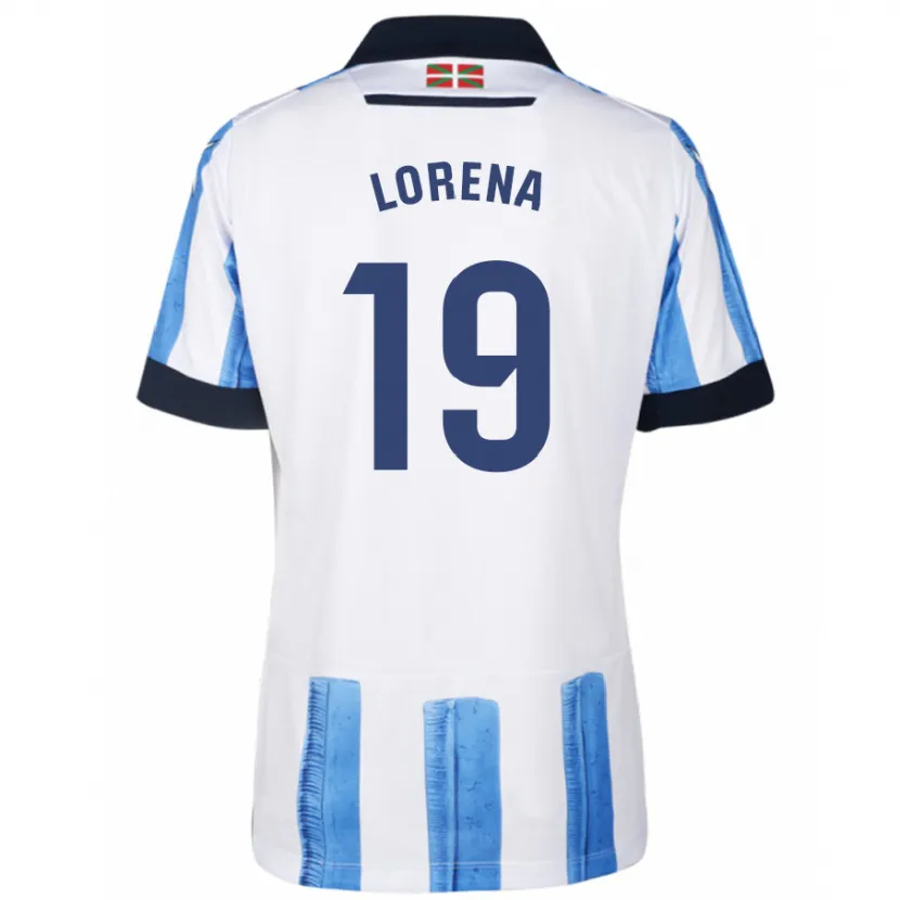 Danxen Niño Camiseta Lorena Navarro Domínguez #19 Azul Blanco 1ª Equipación 2023/24 La Camisa