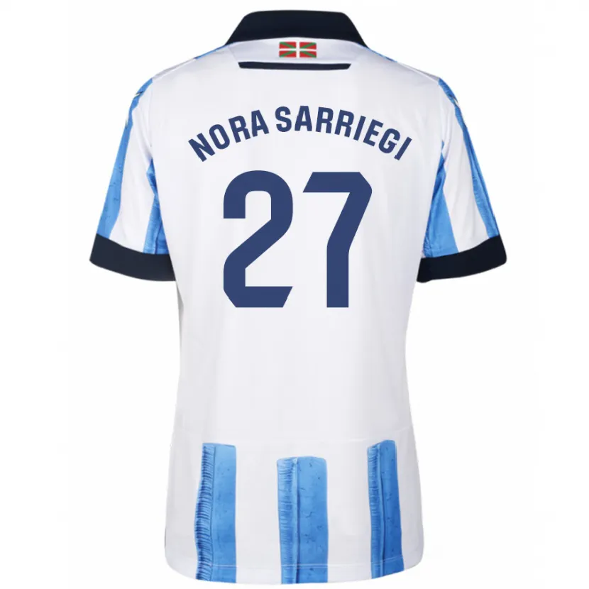 Danxen Niño Camiseta Nora Sarriegi Galdos #27 Azul Blanco 1ª Equipación 2023/24 La Camisa