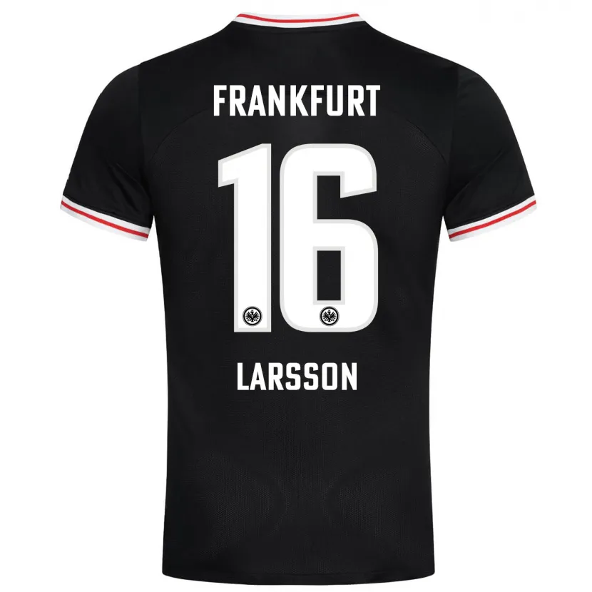 Danxen Niño Camiseta Hugo Larsson #16 Negro 2ª Equipación 2023/24 La Camisa