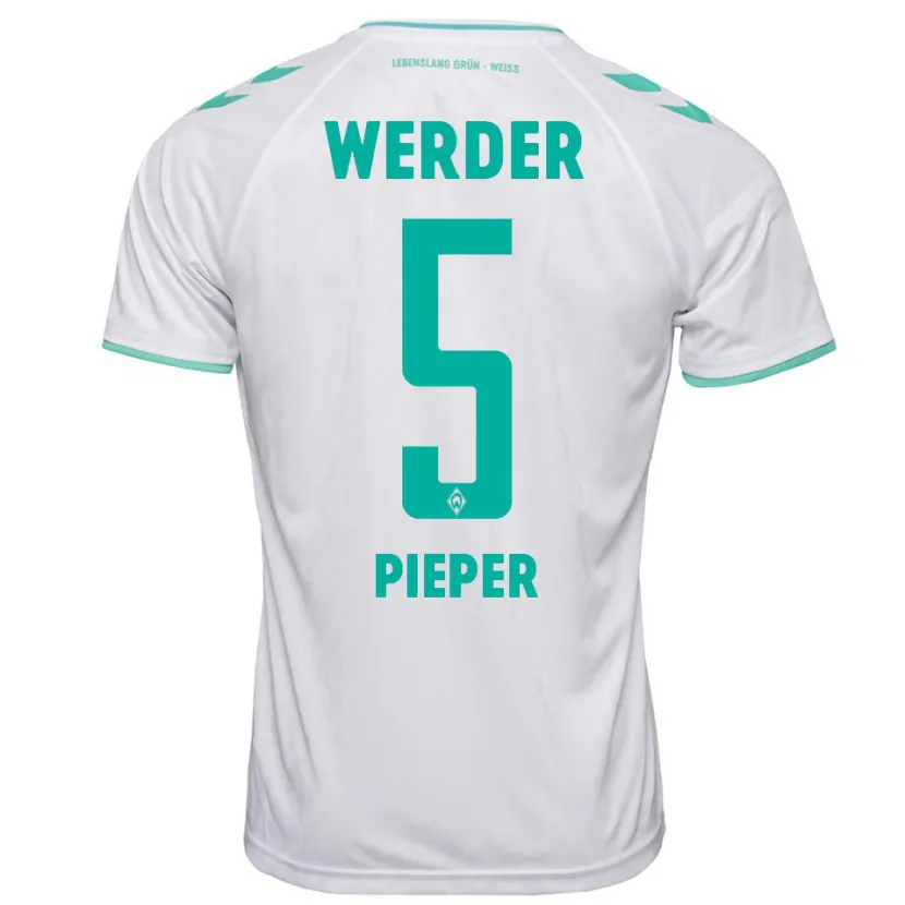 Danxen Niño Camiseta Amos Pieper #5 Blanco 2ª Equipación 2023/24 La Camisa