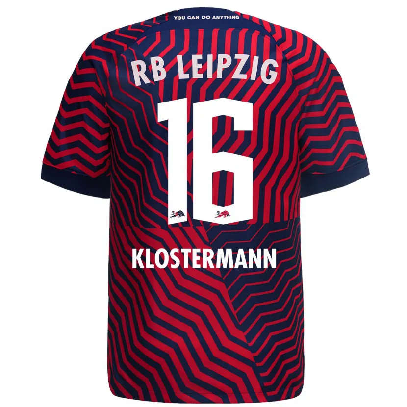 Danxen Niño Camiseta Lukas Klostermann #16 Azul Rojo 2ª Equipación 2023/24 La Camisa