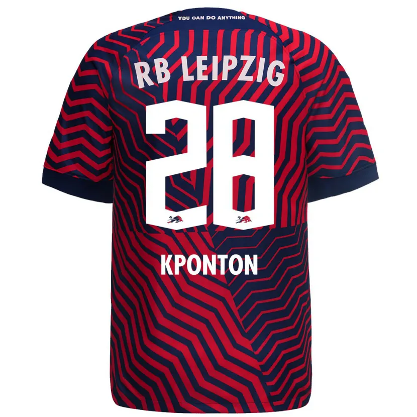 Danxen Niño Camiseta Marwan Kponton #28 Azul Rojo 2ª Equipación 2023/24 La Camisa