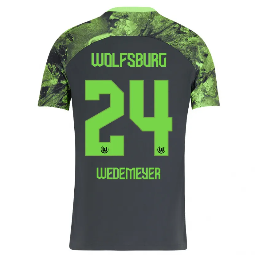 Danxen Niño Camiseta Joelle Wedemeyer #24 Gris Oscuro 2ª Equipación 2023/24 La Camisa