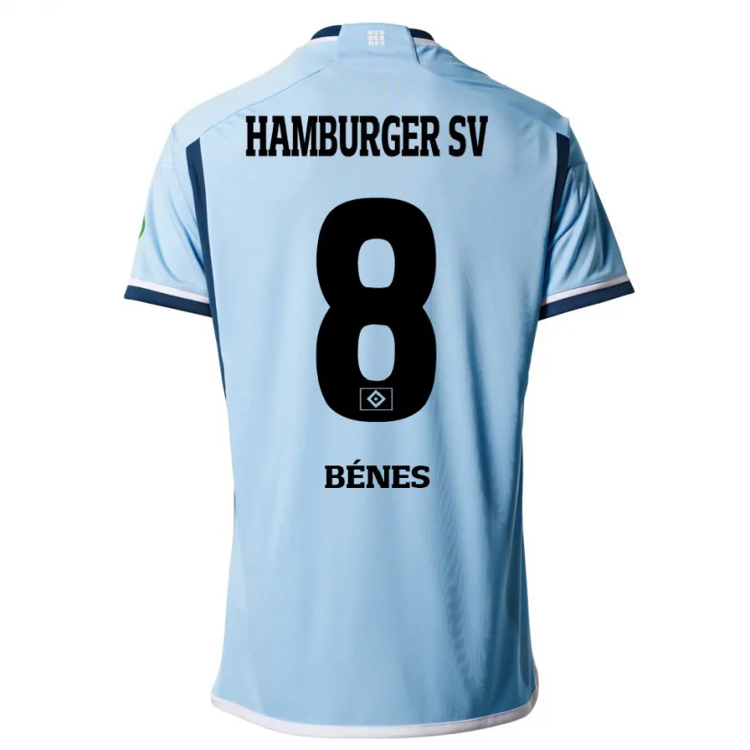 Danxen Niño Camiseta László Bénes #8 Azul 2ª Equipación 2023/24 La Camisa