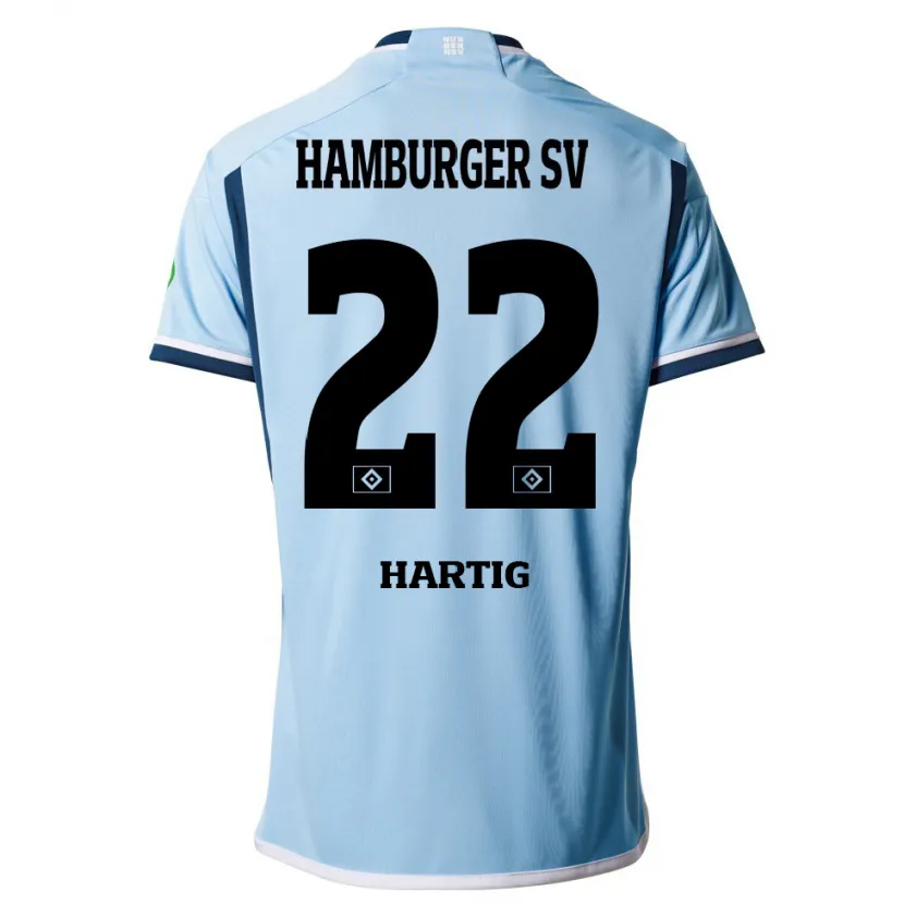 Danxen Niño Camiseta Jonas-Finn Hartig #22 Azul 2ª Equipación 2023/24 La Camisa