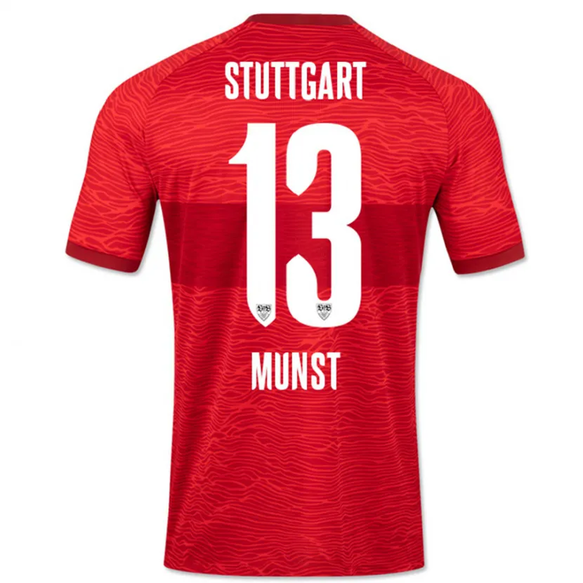 Danxen Niño Camiseta Leonhard Münst #13 Rojo 2ª Equipación 2023/24 La Camisa