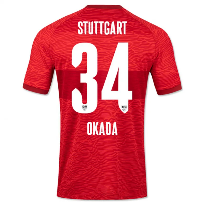 Danxen Niño Camiseta Rei Okada #34 Rojo 2ª Equipación 2023/24 La Camisa